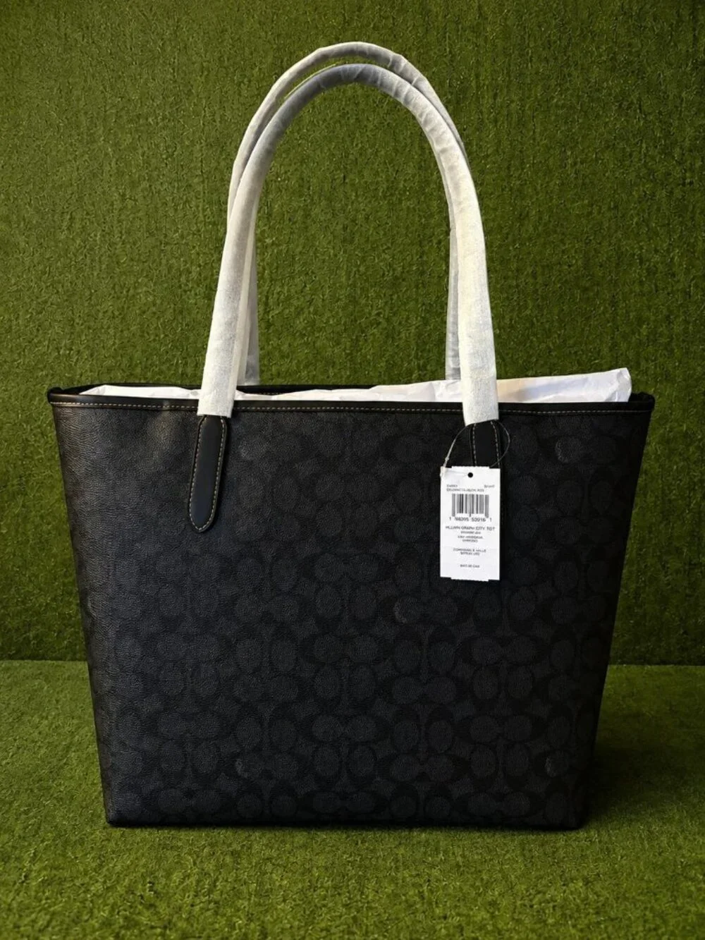 COACH Halloween Black Cat Moon Signature City Tote Bag